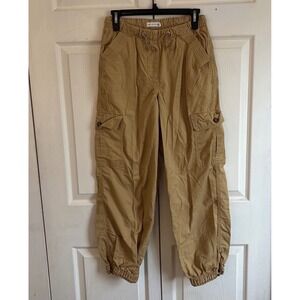 Avec Les Filles Tan Khaki Cargo Jogger Pants Elastic Waist Toggle Cuffs Mens XS